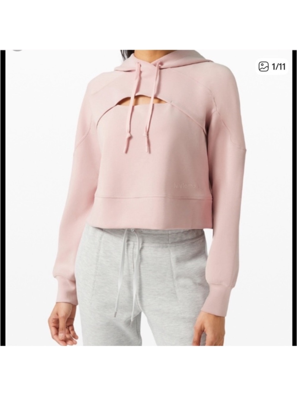 lululemon Get Centered Crop Hoodie - pink mist, SZ 0